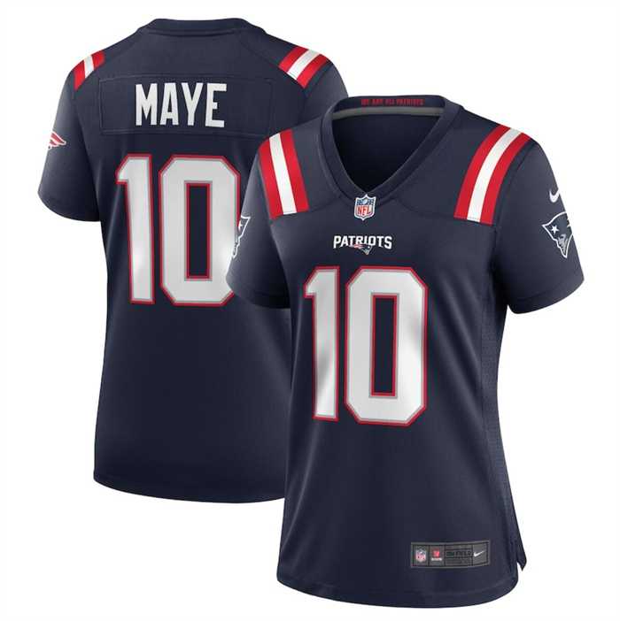 Womens New England Patriots #10 Drake Maye 2024 Draft Navy Football Stitched Jersey Dzhi